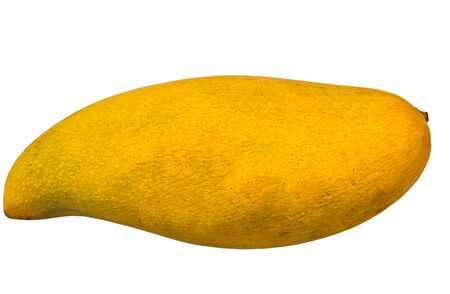 ripe mangoes isolated in white background with clipping pathの写真素材