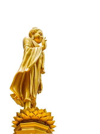 Ancient buddha  in temple Thailand Isolate white background with clipping Pathの写真素材