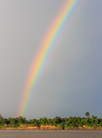 Rainbow over khong riverの写真素材