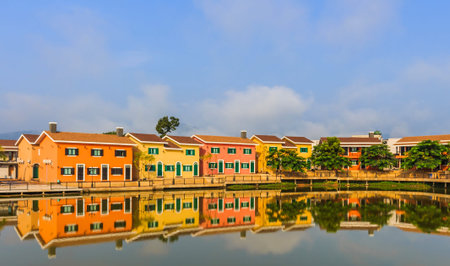 house  river view in Thailandの写真素材