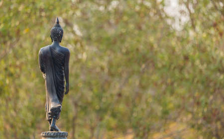 Standing old Buddha statue in temple Thailandの写真素材