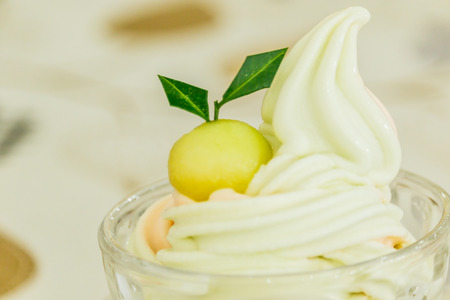 Dessert, Cantaloupe melon Ice cream or Bingsu.の写真素材