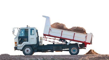 dumper truck in  the construction site isolate on white backgroundの写真素材