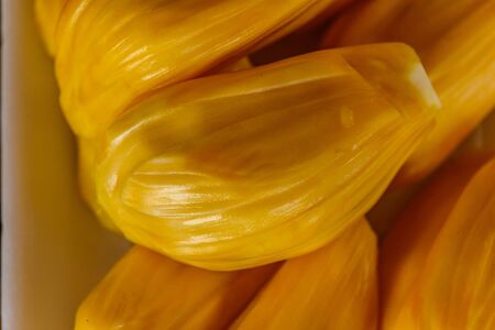 Piece of yellow jackfruit meat balls.closeup shot. (jackfruit)の写真素材