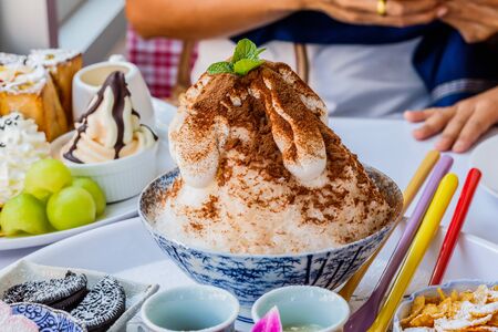 Bingsu ice dessert with cantaloupeの写真素材