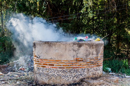 Open-air incinerator and refractory brickの写真素材