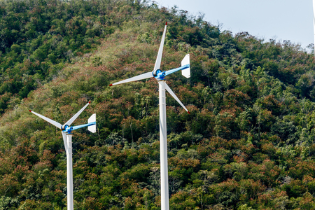 Wind turbines on chang hua man project in thailand.の写真素材
