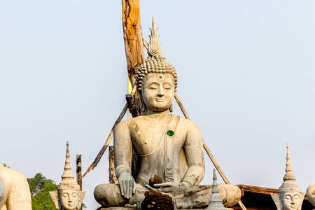 Big Buddha under construction in temple thailand.の写真素材