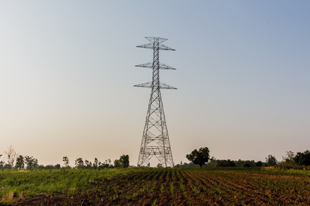 High-voltage towers under construction in thailandの写真素材