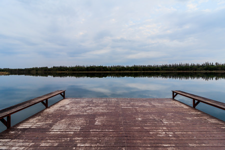 water and sky is beautiful in summer day at swampの写真素材