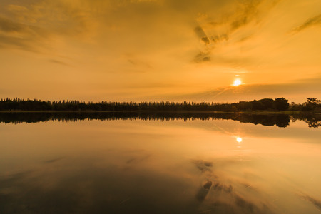 water and sky is beautiful in summer day at swampの写真素材