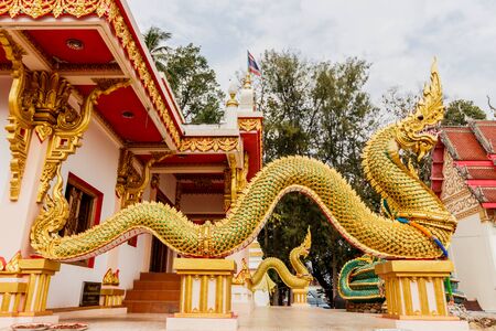 Naga at buddhism temple in Thailand.の写真素材