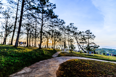 sunrise view of landscape at Tropical Mountain Range Phu Rua National Park Loei Thailandの写真素材