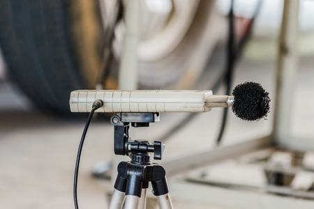 measuring the composition and substances in the exhaust fumes in a garageの写真素材