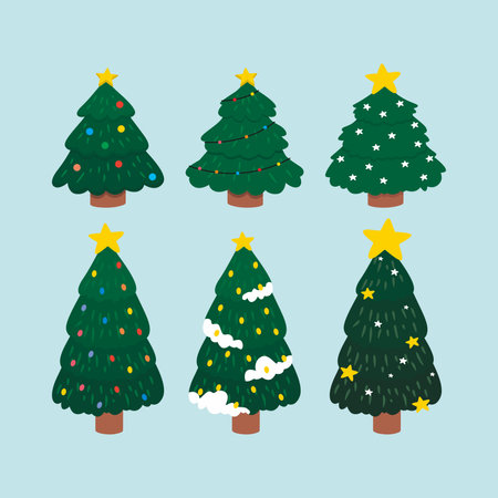 various christmas tree setのイラスト素材