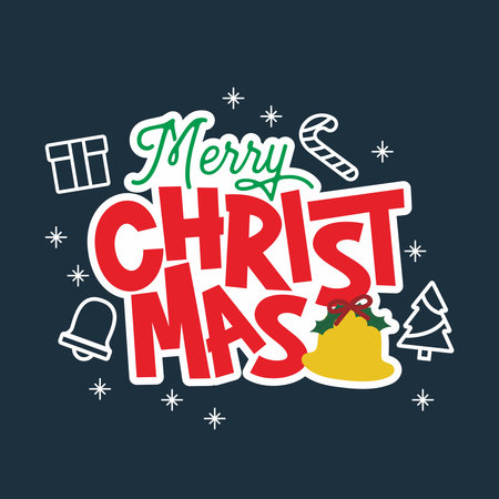 merry christmas lettering cartoon designのイラスト素材