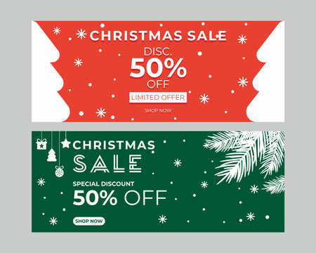 flat design christmas sale banner designのイラスト素材