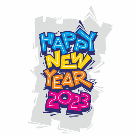 Happy new year fun lettering designのイラスト素材