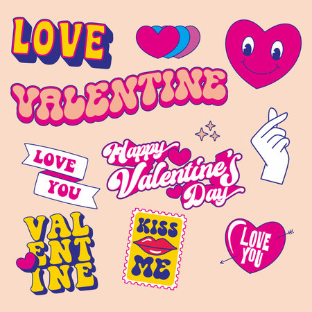 valentine retro designのイラスト素材