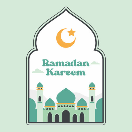 ramadan kareem with awesome mosque flat designのイラスト素材