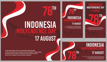 indonesia independence day design setのイラスト素材