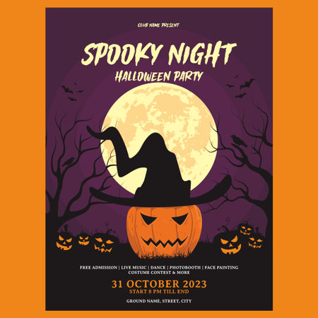 spooky night halloween party with jack o lantern illustrationのイラスト素材
