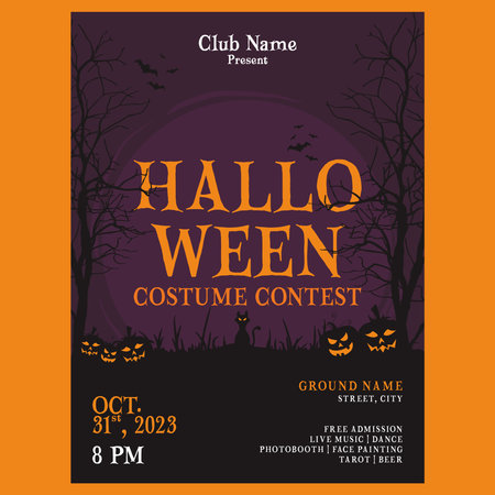 halloween costume contest poster design templateのイラスト素材