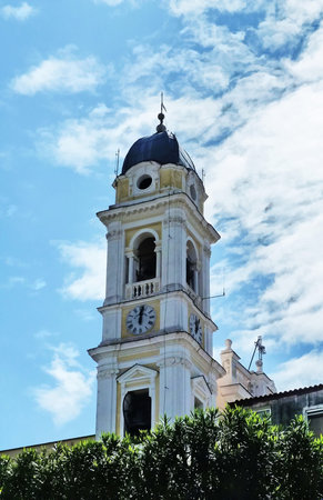 Italy, Campania, bell tower of the church of St Anne of Bacoli 2の写真素材