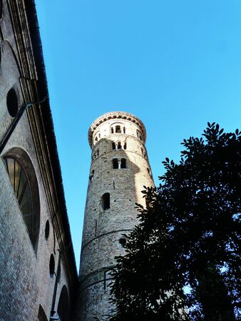 Italy, Ravenna, the cathedral bell tower の写真素材