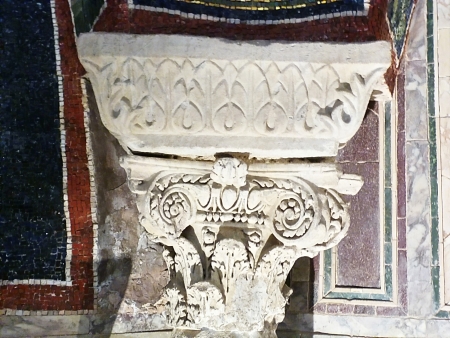 Italy, Ravenna, column of the Neonian Baptistery の写真素材