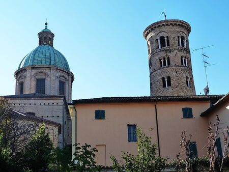 Italy, Ravenna, the dome and the bell tower of the cathedral の写真素材
