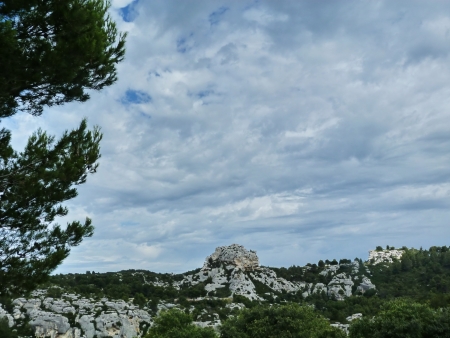 Countryside near the castle of Baux, Provence, Franceの写真素材