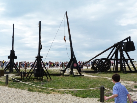 Catapults in the castle of Baux, Provence, Franceのeditorial素材