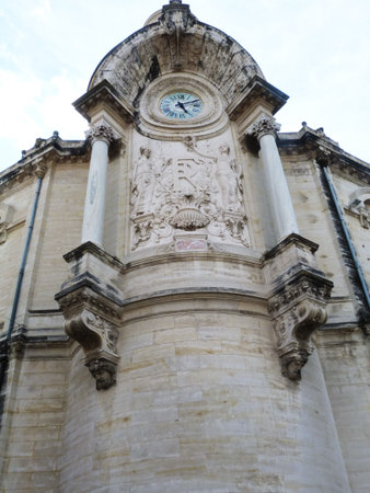 Detail of a palace near the amphitheater in Nimes, France