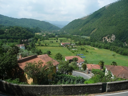 Landscape of Lunigiana from Fivizzano, Italyの写真素材