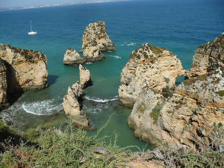 Rock in the sea of Algarve, POrtugalの写真素材
