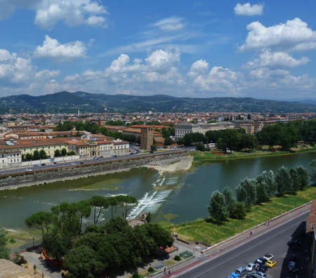 View of Florence from San Niccolò tower, Florence, Italyの写真素材