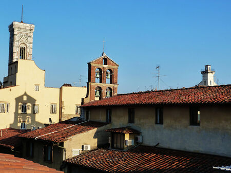 View from the roof of the Giotto bell tower, Florence, Italyの写真素材