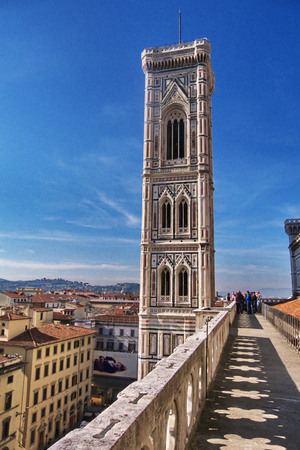 Giotto s bell tower view from the terraces of the cathedral, Florence, Italyの写真素材