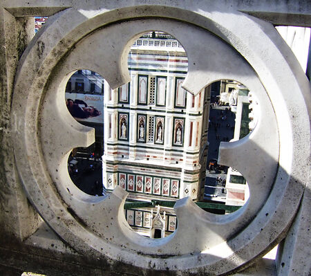 Giotto s bell tower view from the terraces of the cathedral, Florence, Italyのeditorial素材