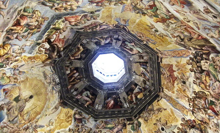 Frescos inside the dome of the cathedral of Florence, Italyの写真素材