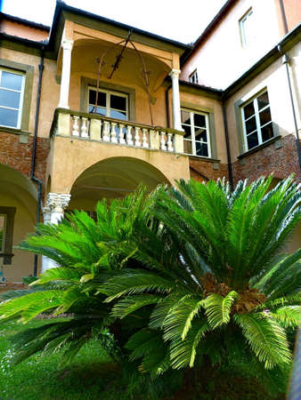 Courtyard in the center of Lucca, Tuscany, Italyの写真素材