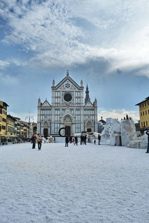 Santa Croce square, Florence, Italyのeditorial素材