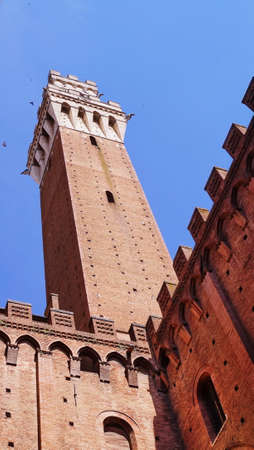 Inner courtyard of the Palazzo del Mangia in Siena, Italyの写真素材