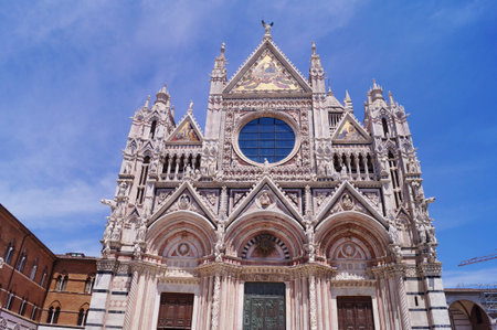 Facade of Siena Cathedral in Tuscany, Italyの写真素材