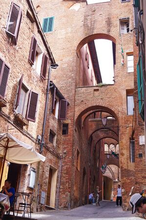 Old streets in the center of Siena, Italyのeditorial素材
