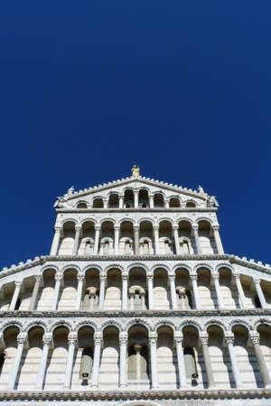 Detail of the facade of the Cathedral of Pisa, Italyの写真素材