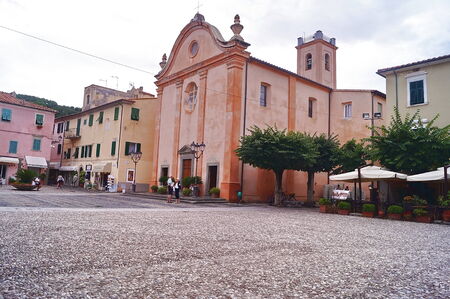 Santa Chiara church, Marciana Marina village,  Elba Island, Tuscany, Italyのeditorial素材