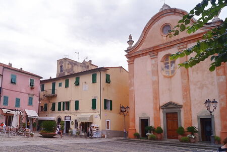 Santa Chiara church, Marciana Marina village,  Elba Island, Tuscany, Italyのeditorial素材