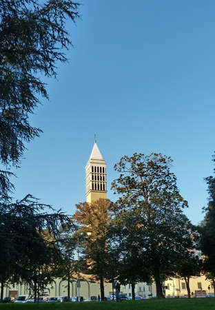 Mercatale square, Prato, Tuscany, Italyの写真素材